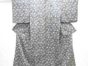 アンティーク　草花模様手織り紬着物